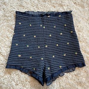 Urban Outfitters Shirred Strawberry Shortie Shorts